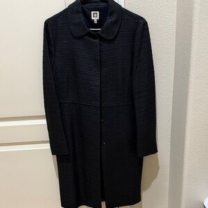 Anne Klein Elegant Long Black Tweed Women's blazer with pockets size 14